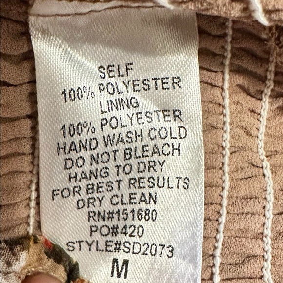 Storia Brown Floral Mini Dress Spaghetti Strap Small Preppy Feminine Smocked M - Picture 8 of 8